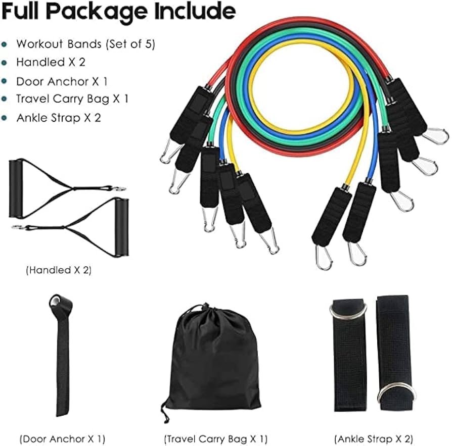 11-Pieces Resistance Band Set – Full Body Workout Kit for Home & Gym
